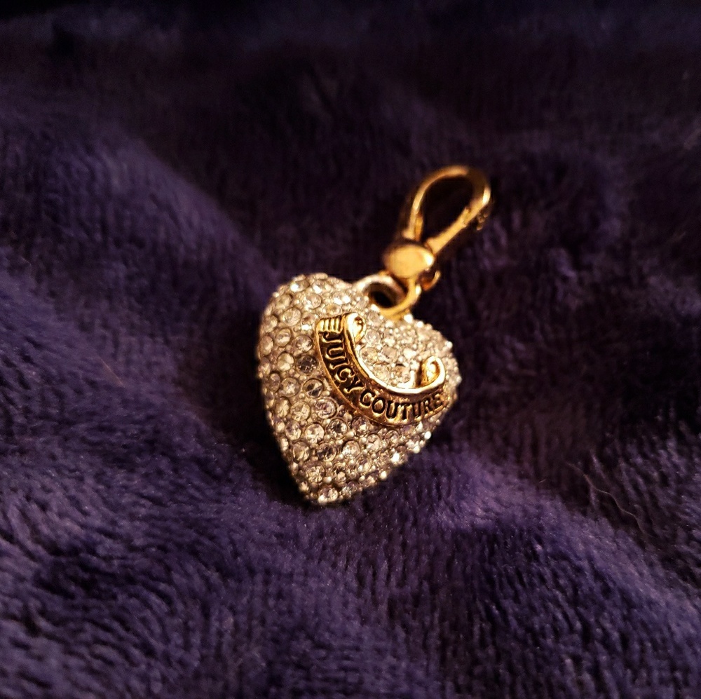 JUICY COUTURE  Gold Pave Puffed Crystal Heart Cha